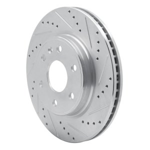 Buick Enclave Brake Rotor (1) - Front Right - R1 Concepts - Drilled & Slotted - Silver - `07-`17